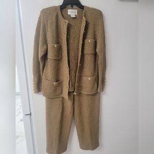 Tanner Cozy Tan Knit Cardigan S and Pants M Set